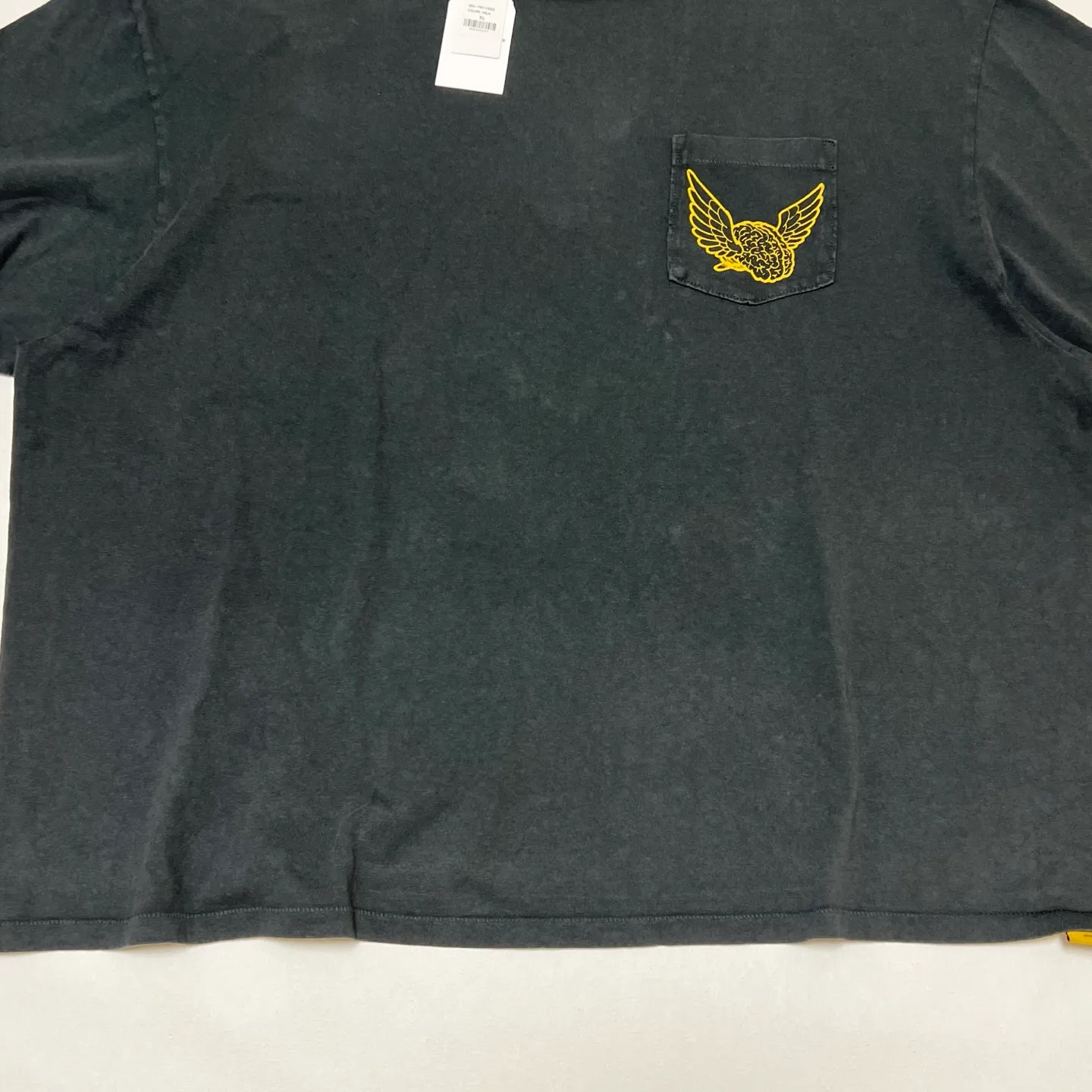 GALLERY DEPT. FLYING BRAIN POCKET TEE/WASHED BLACK Flying Brain Pocket TEE Washed Black S-XL Cylindrical Side Seam Seamless Genuine Fabric Heavy Industry Heavy Washing Garment Dyeing Bones with a Distinctive Old Feel Original American Loose Fit God Tailoring Original Same Main Mark/Washing Mark/Origin Mark